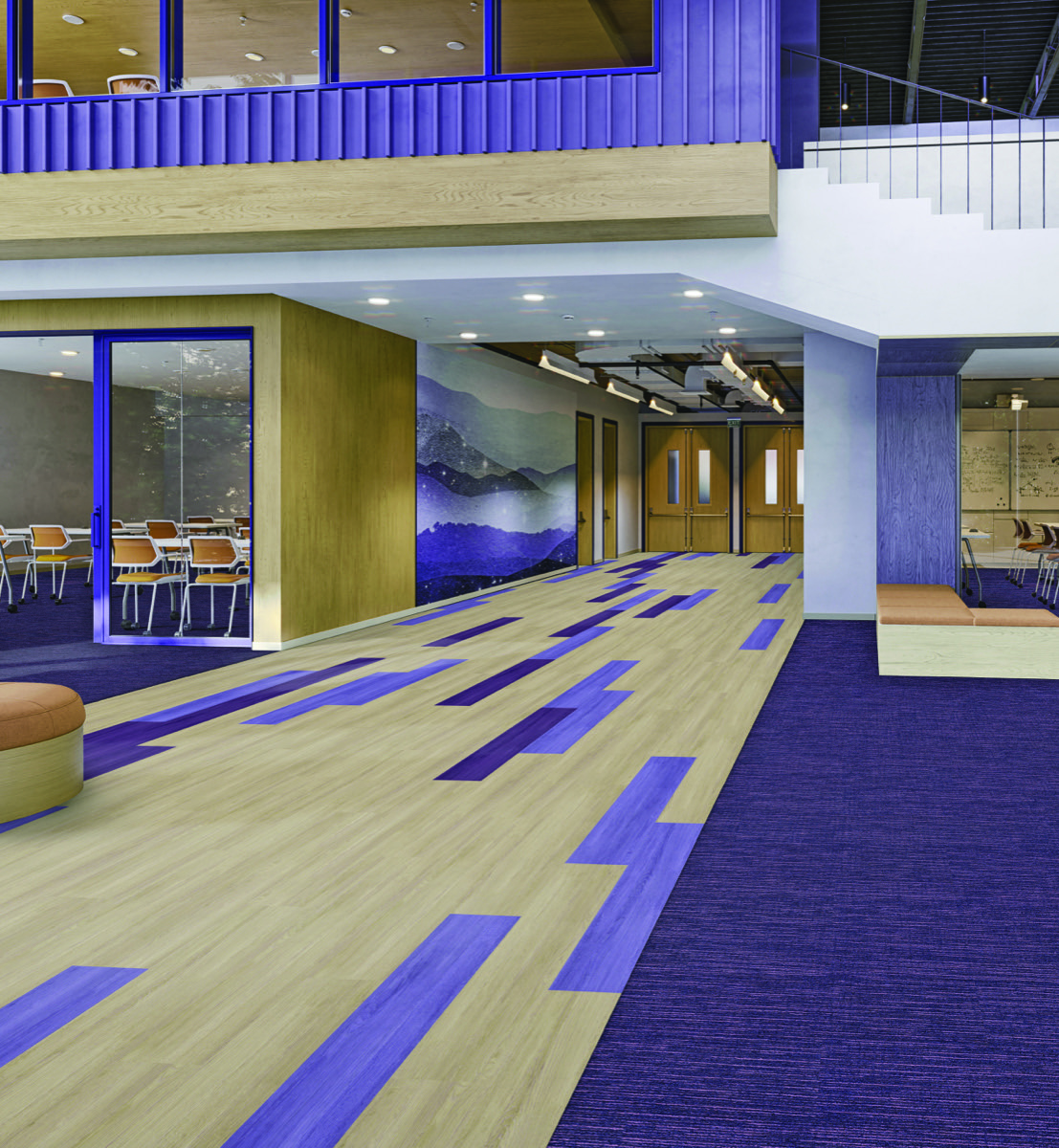 Color-coordinated commercial interior